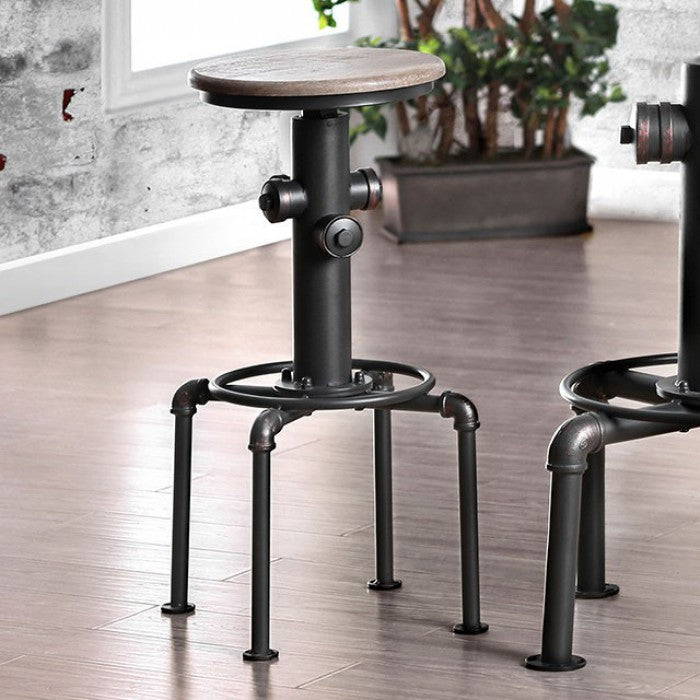Metal Frame Bar Stool With Wooden Seat In Black And Natural Brown, Set Of 2  By Benzara | Bar Stools |  Modishstore  - 3
