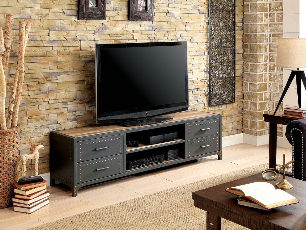 60" Wooden Tv Stand With 4 Drawers And 2 Open Shelves In Gray  By Benzara | TV Stands |  Modishstore  - 3