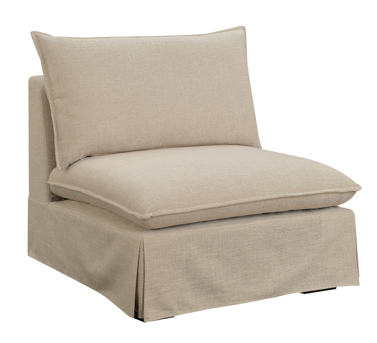 Fabric Upholstered Armless Chair With Padded Cushions In Beige  By Benzara | Lounge Chairs |  Modishstore  - 2