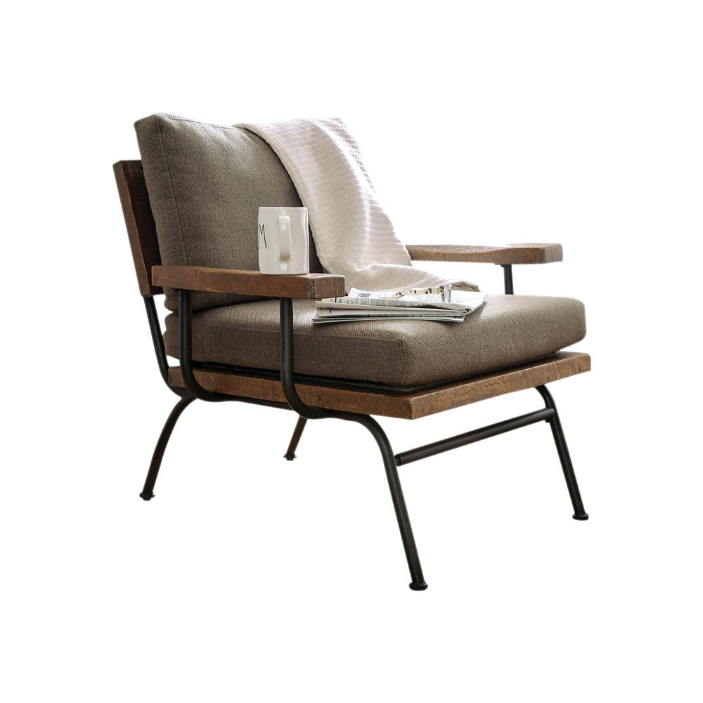 Fabric Upholstered Accent Chair, In Brown And Black By Benzara | Accent Chairs |  Modishstore 