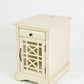 Wooden Chairside Table With Power Outlets, Antique Cream  By Benzara | End Tables |  Modishstore  - 5