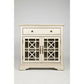 Craftman Series 32 Inch Wooden Accent Cabinet With Fretwork Glass Front, Cream By Benzara | Cabinets | Modishstore - 8