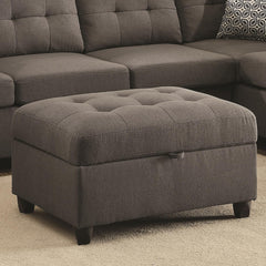 Tufted Linen Upholstred Wooden Ottoman With Storage, Gray By Benzara