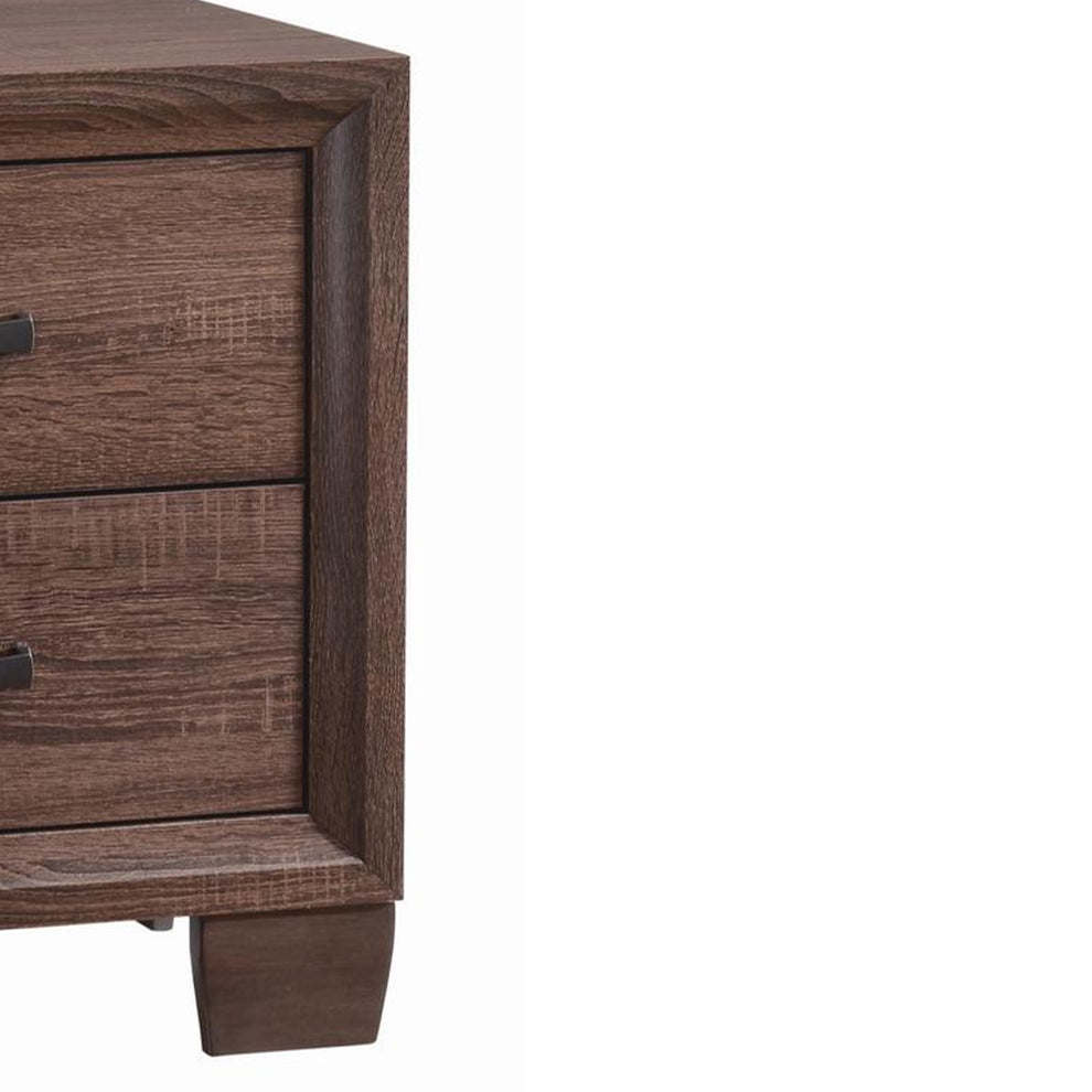 Wooden 2 Drawer Nightstand, Medium Warm Brown By Benzara | Nightstands |  Modishstore  - 5
