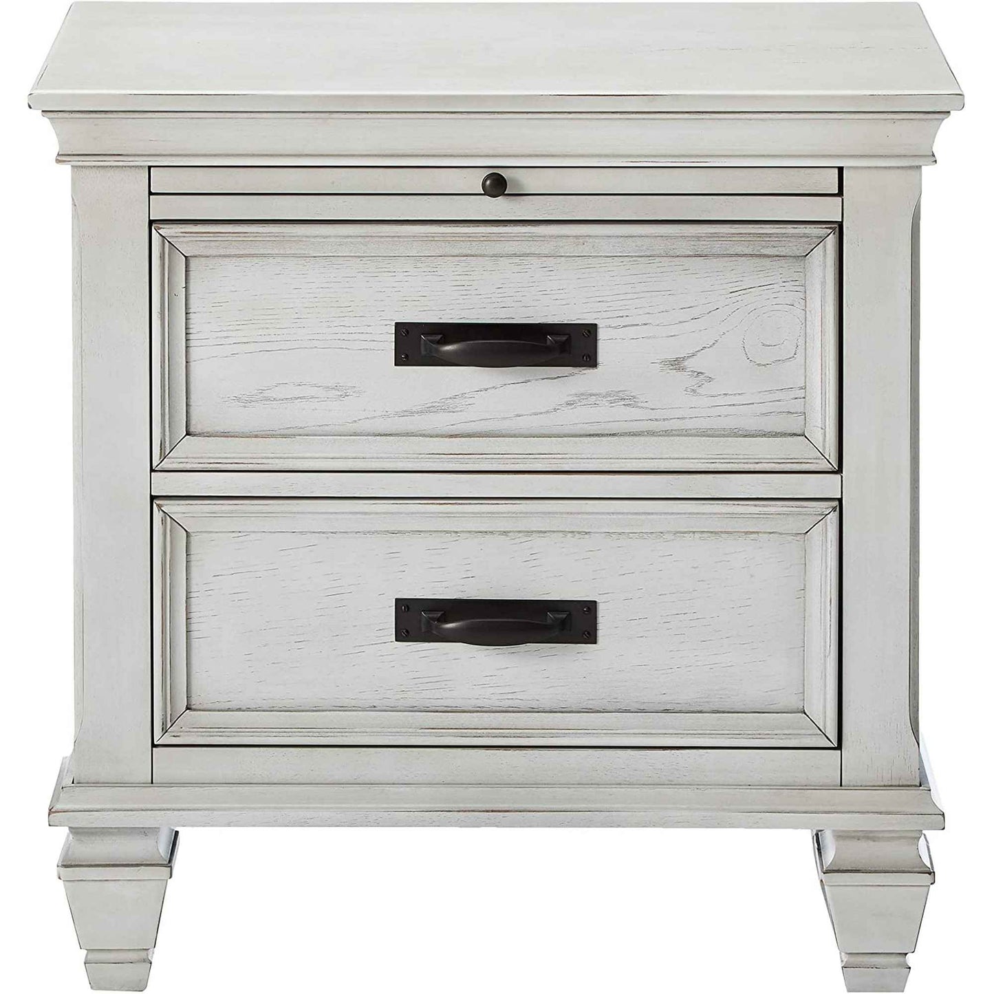Wooden Nightstand With 2 Drawers & 1 Pull Out Tray, White  By Benzara | Nightstands |  Modishstore  - 2