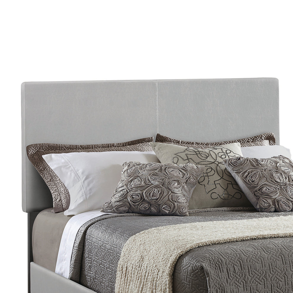 Leather Upholstered California King Size Platform Bed, Gray By Benzara | Beds |  Modishstore  - 3