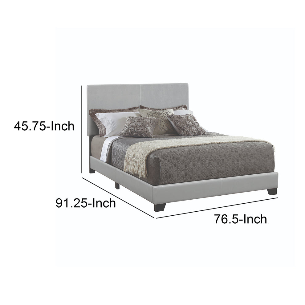 Leather Upholstered California King Size Platform Bed, Gray By Benzara | Beds |  Modishstore  - 6