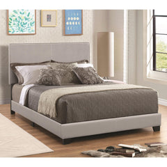 Leather Upholstered California King Size Platform Bed, Gray By Benzara