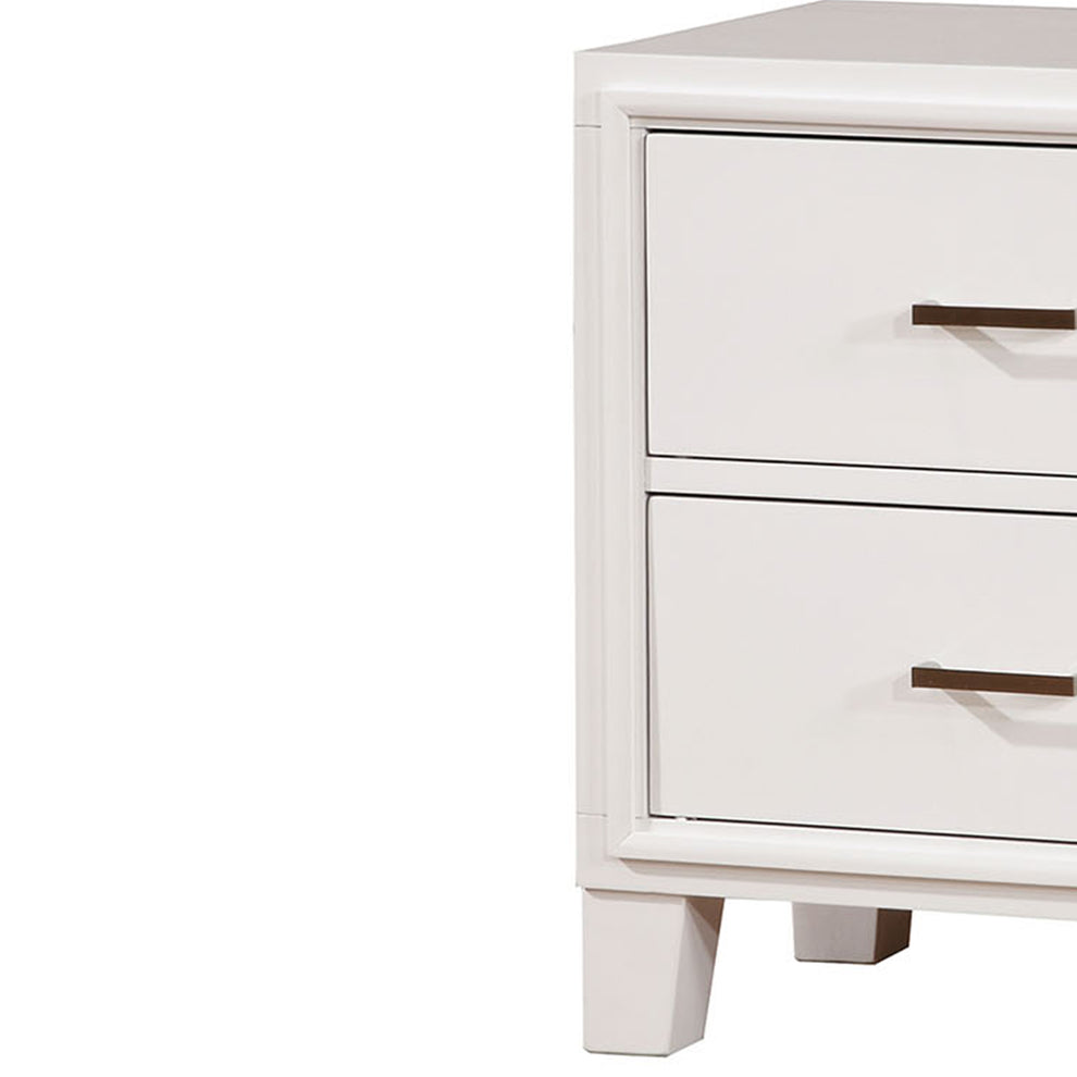 Transitional Solid Wood Night Stand With Drawers, White By Benzara | Nightstands |  Modishstore  - 5