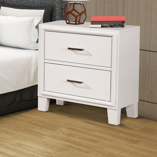 Transitional Solid Wood Night Stand With Drawers, White By Benzara | Nightstands |  Modishstore 