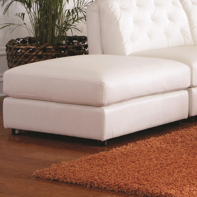 Contemporary Bonded Leather & Wood Ottoman With Padded Seat, White By Benzara | Ottomans |  Modishstore 
