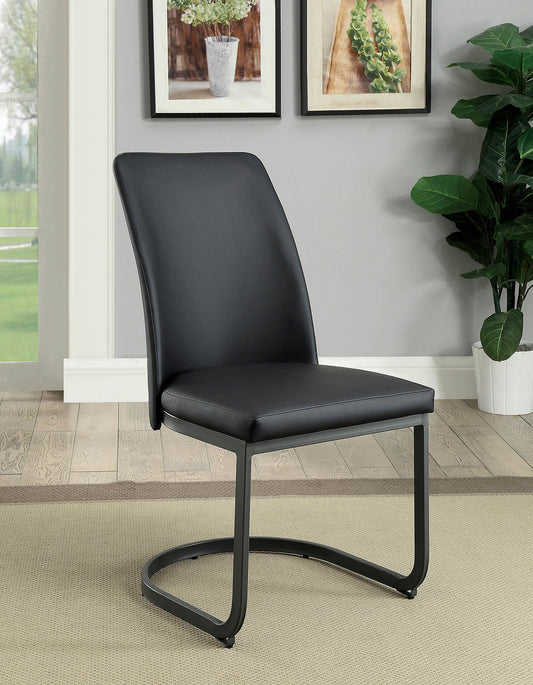 Leatherette Upholstered Side Chair With U Shape Metal Cantilever Base, Pack Of Two, Black  By Benzara | Dining Chairs |  Modishstore 