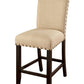 Fabric Upholstered Solid Wood Counter Height Chair With Nail Head Trim, Pack Of Two, Beige And Brown By Benzara | Counter Chairs |  Modishstore  - 2