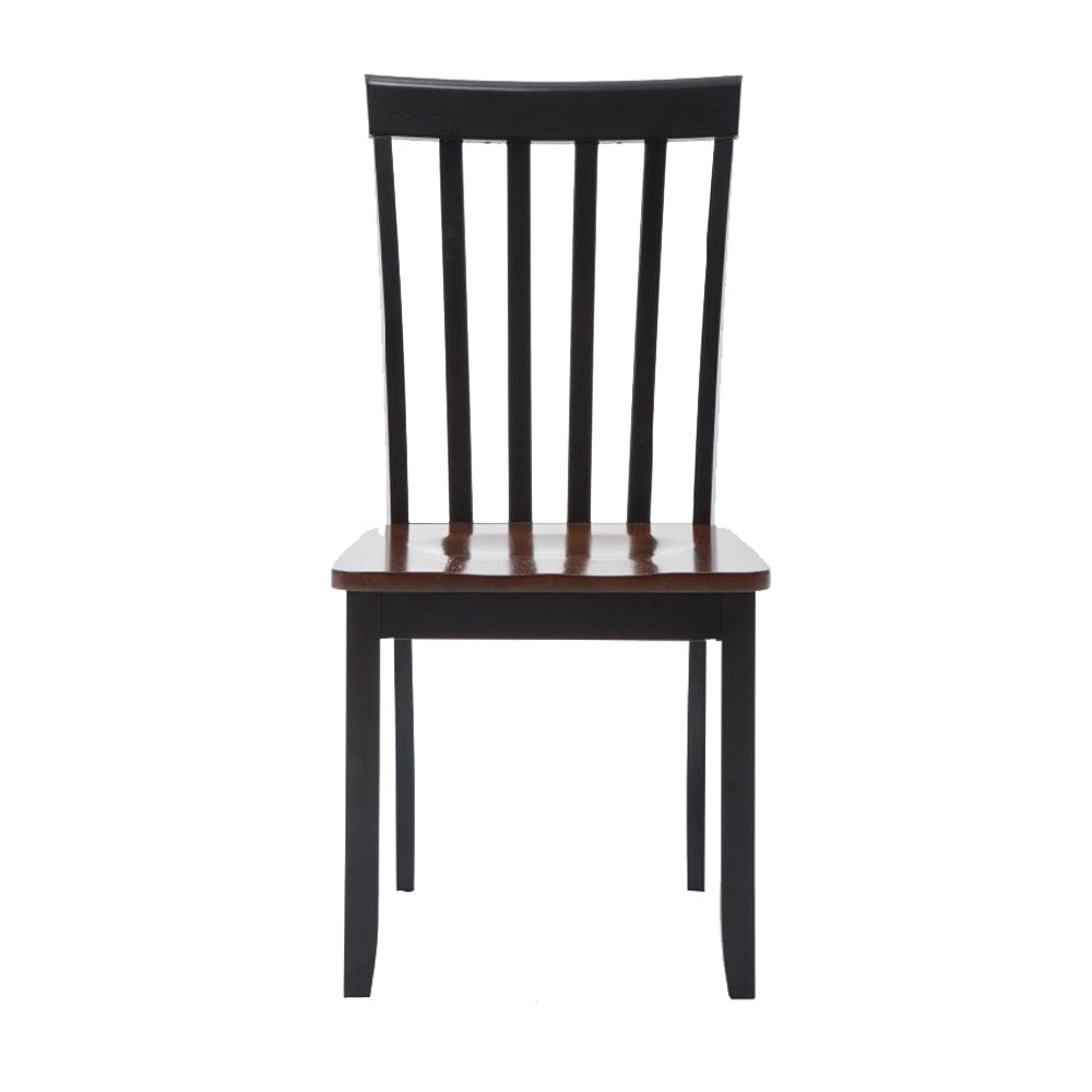 Wooden Seat Dining Chair With Slatted Backrest, Set Of 2, Brown And Black By Benzara | Dining Chairs | Modishstore - 2