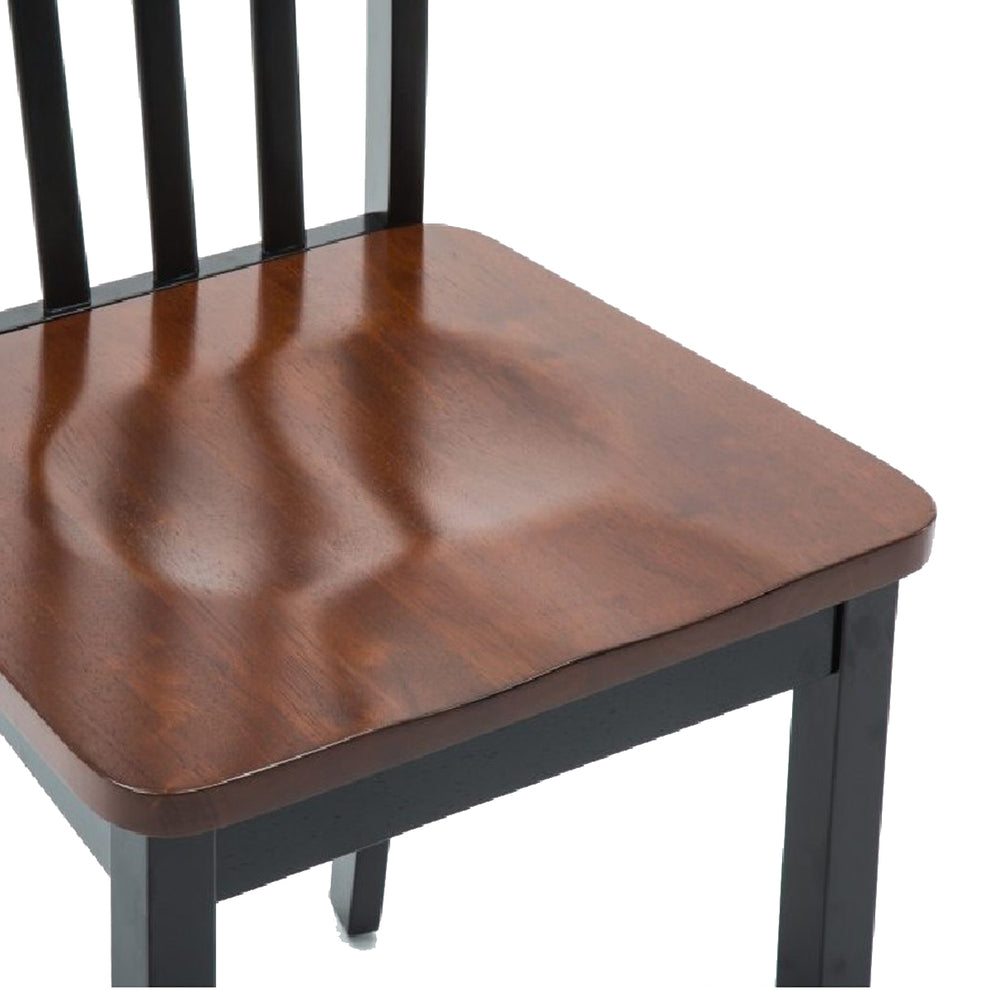 Wooden Seat Dining Chair With Slatted Backrest, Set Of 2, Brown And Black By Benzara | Dining Chairs | Modishstore - 4