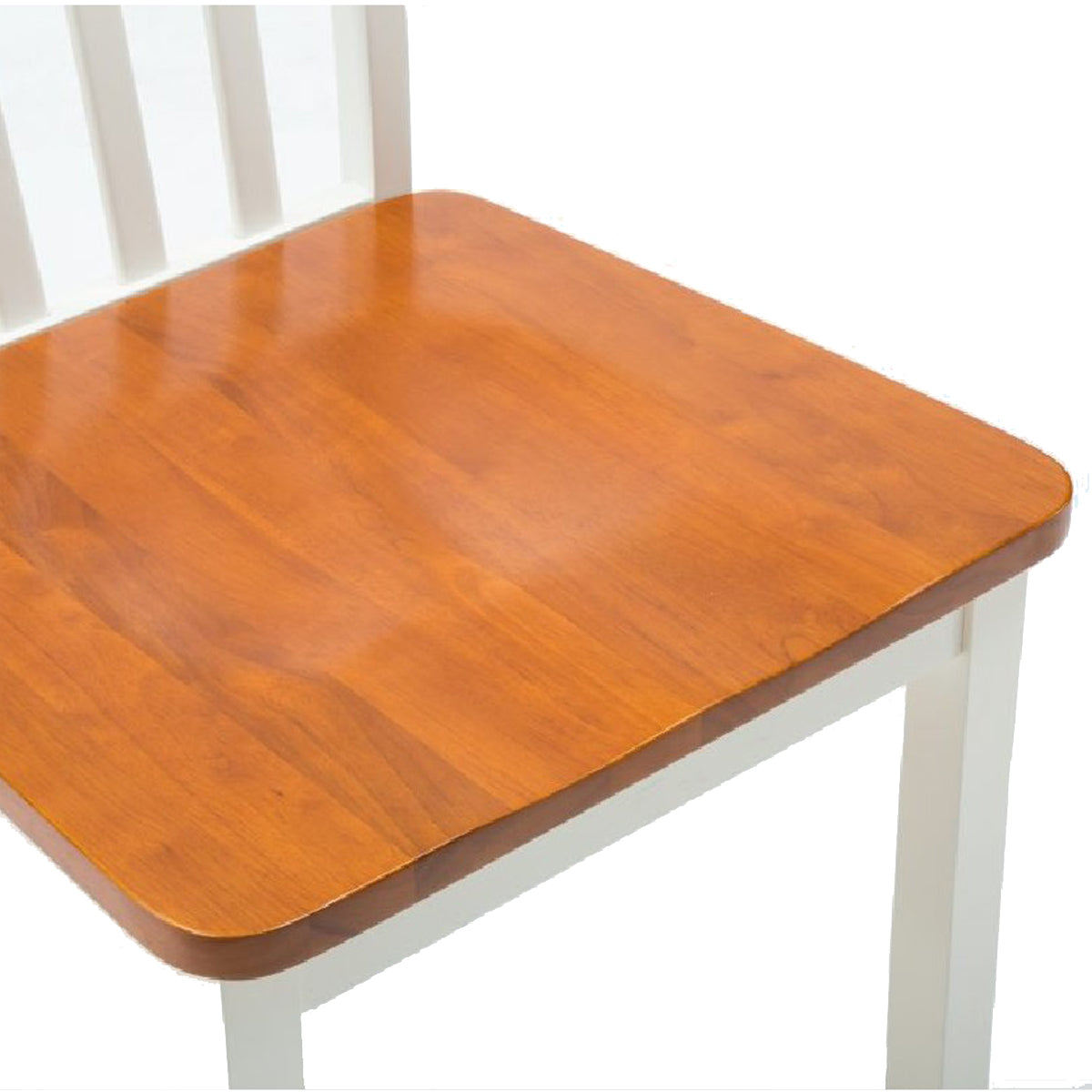 Wooden Seat Dining Chair With Slatted Backrest, Set Of 2, Brown And White By Benzara | Dining Chairs | Modishstore - 3