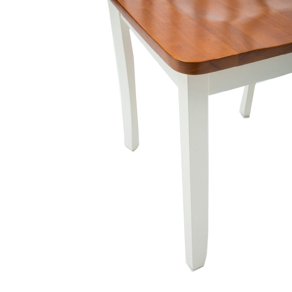 Wooden Seat Dining Chair With Slatted Backrest, Set Of 2, Brown And White By Benzara | Dining Chairs | Modishstore - 5