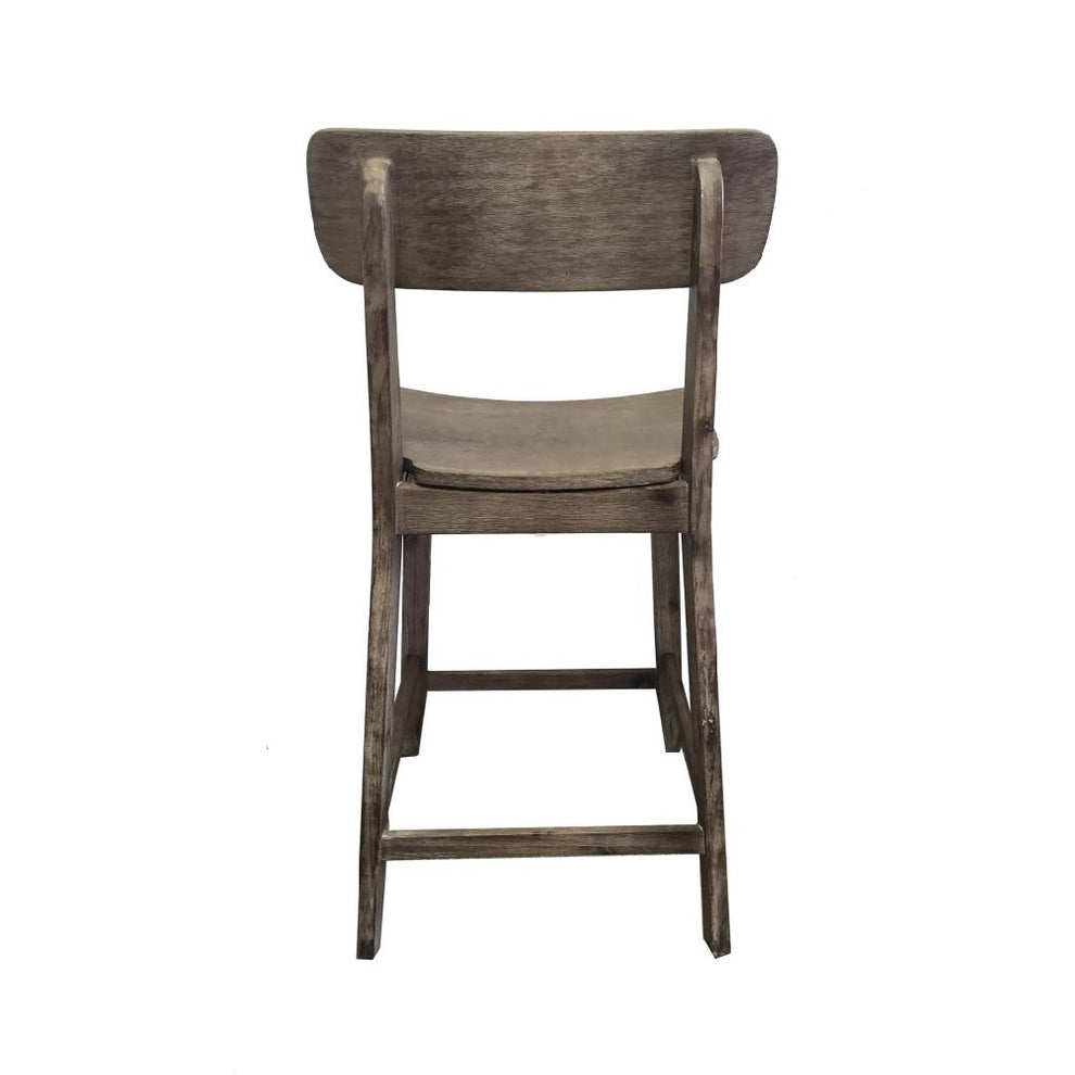 Curved Seat Wooden Frame Counter Stool With Cut Out Backrest, Gray By Benzara | Bar Stools & Table |  Modishstore  - 3