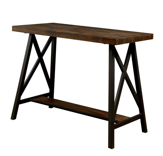 Wooden Counter Height Table With Angled Metal Legs, Black And Brown  By Benzara | Dining Tables |  Modishstore 