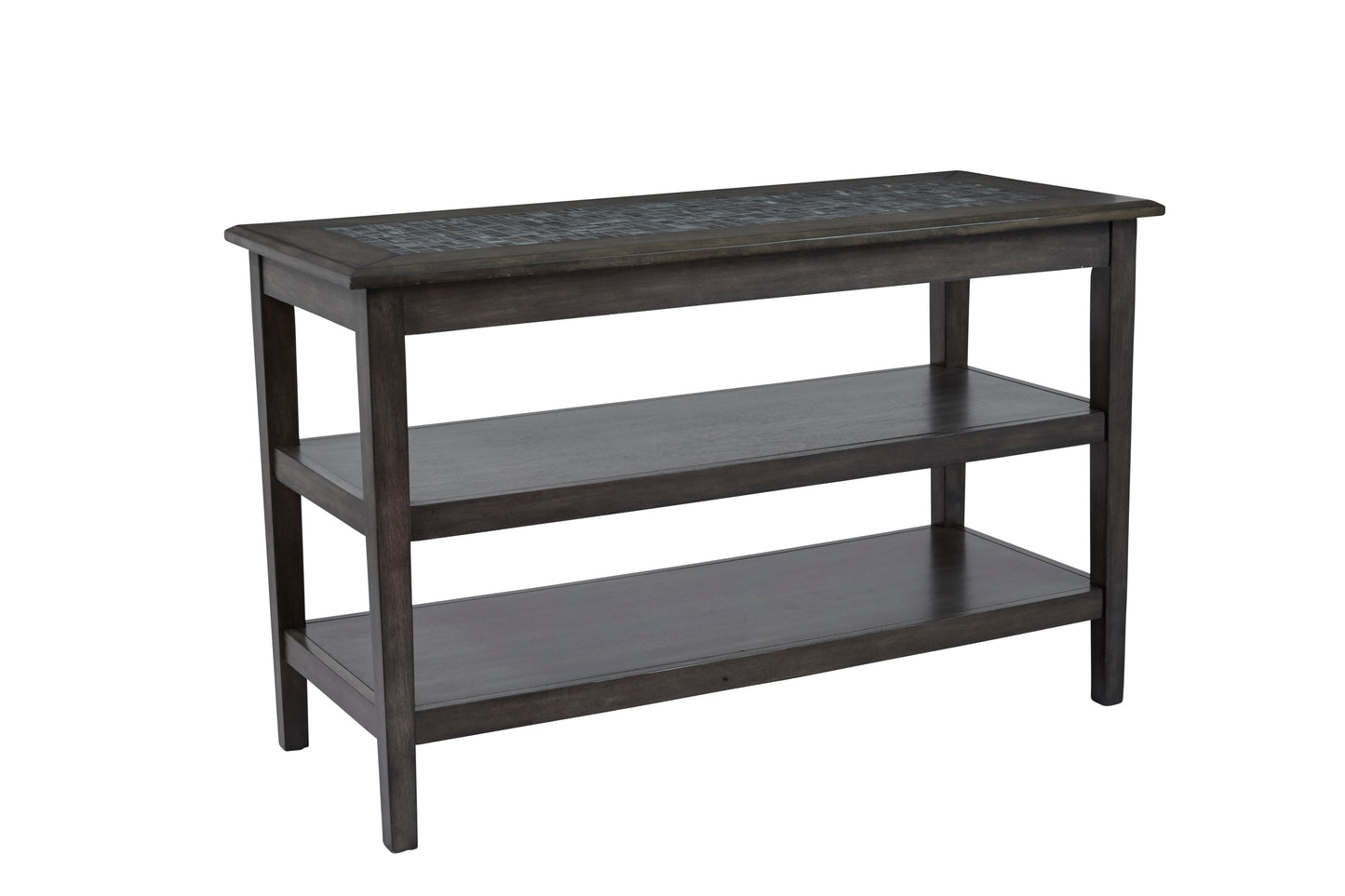 Wooden 2 Shelf Sofa/ Media Table With Marble Tile Inlay Top, Dark Gray By Benzara | Console Tables |  Modishstore  - 2