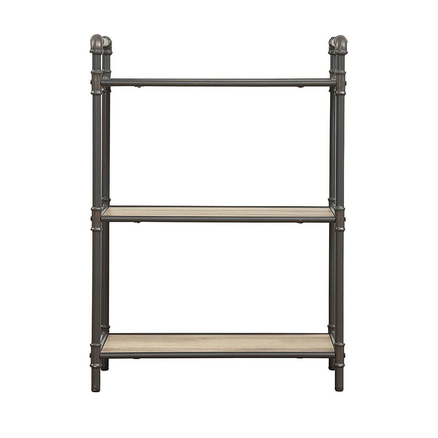 Four-Tier Metal Bookshelf With Wooden Shelves, Oak Brown & Gray By Benzara | Shelves & Shelving Units |  Modishstore  - 2