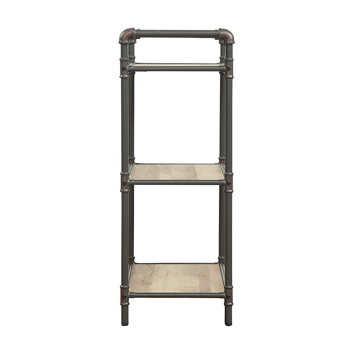 Four-Tier Metal Bookshelf With Wooden Shelves, Oak Brown & Gray By Benzara | Shelves & Shelving Units |  Modishstore  - 4