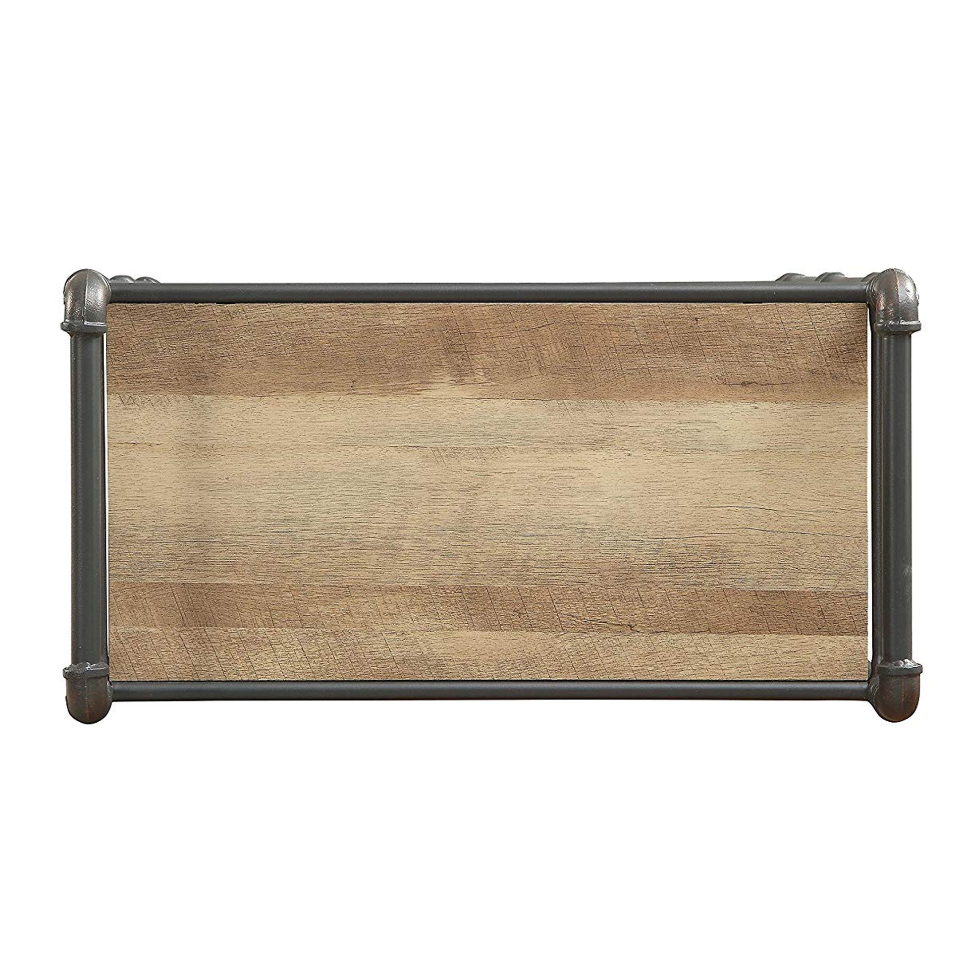 Four-Tier Metal Bookshelf With Wooden Shelves, Oak Brown & Gray By Benzara | Shelves & Shelving Units |  Modishstore  - 5