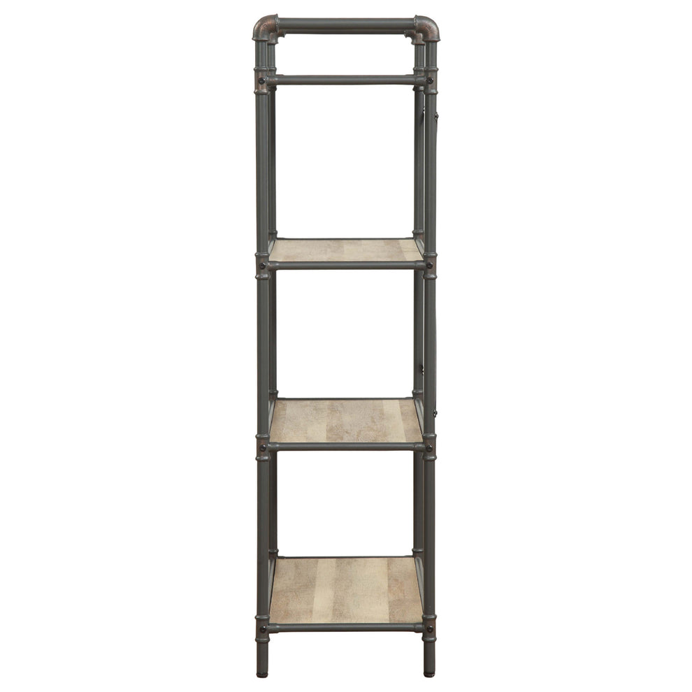Three-Tier Metal Bookshelf With Wooden Shelves, Oak Brown & Gray  By Benzara | Bookcases |  Modishstore  - 4