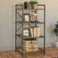 Three-Tier Metal Bookshelf With Wooden Shelves, Oak Brown & Gray  By Benzara | Bookcases |  Modishstore  - 2