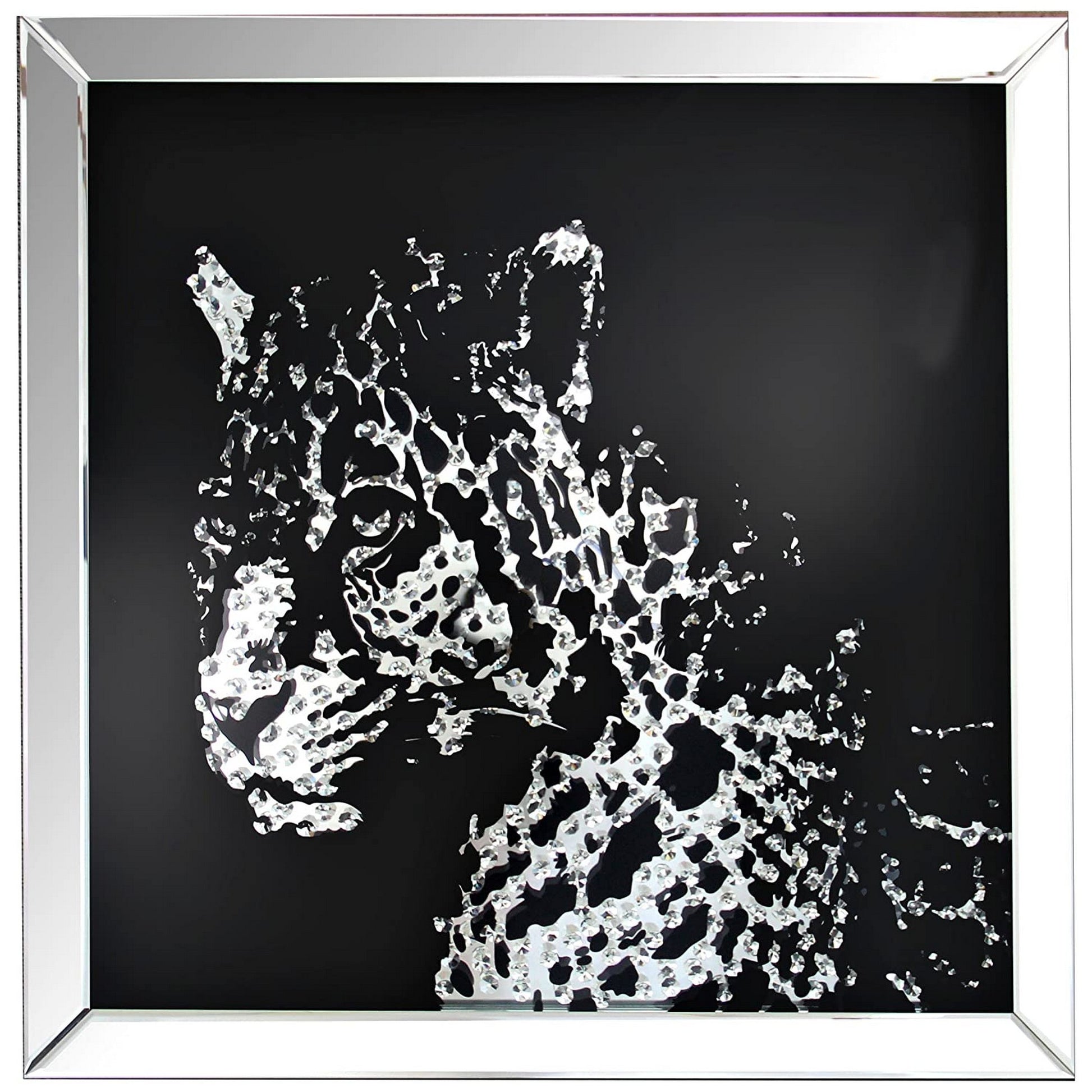 32'' Leopard Design Wall Decor With Faux Crystal Inlay, Silver By Benzara | Wall Decor |  Modishstore  - 2
