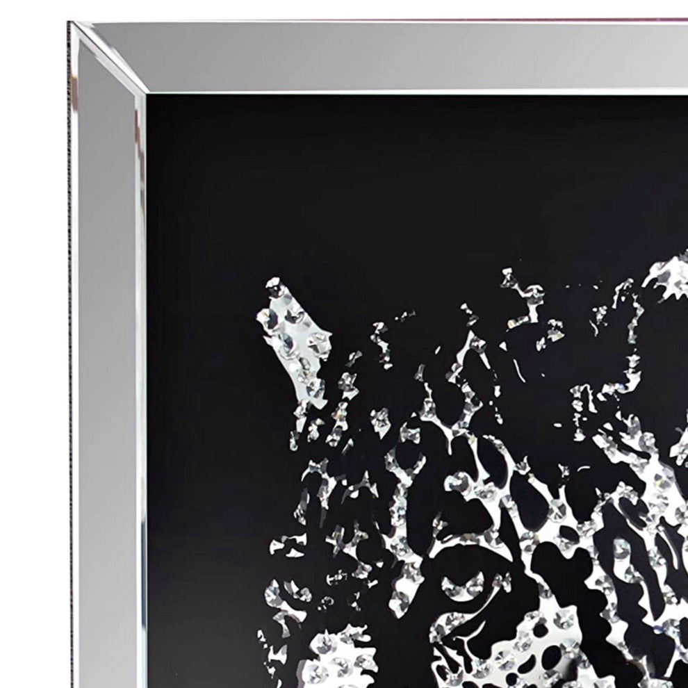 32'' Leopard Design Wall Decor With Faux Crystal Inlay, Silver By Benzara | Wall Decor |  Modishstore  - 3