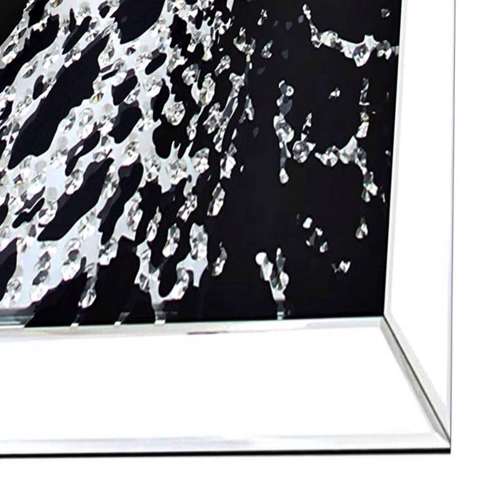 32'' Leopard Design Wall Decor With Faux Crystal Inlay, Silver By Benzara | Wall Decor |  Modishstore 