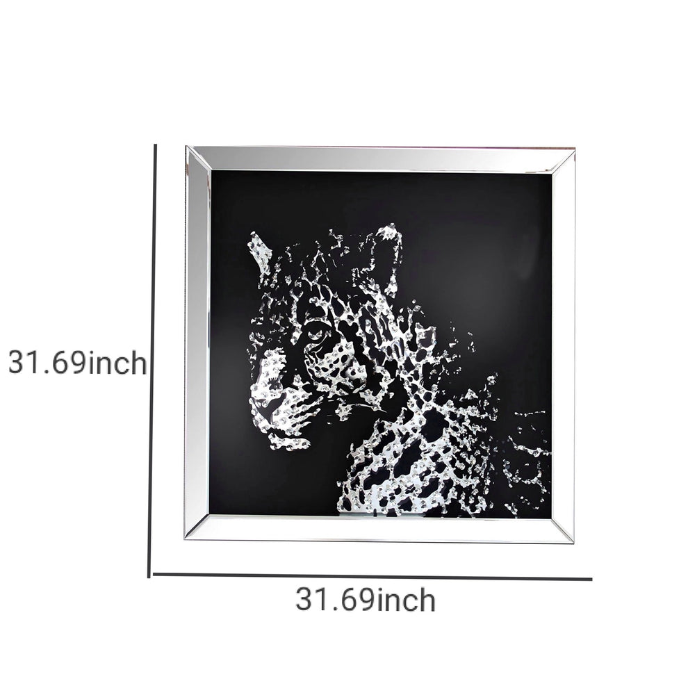 32'' Leopard Design Wall Decor With Faux Crystal Inlay, Silver By Benzara | Wall Decor |  Modishstore  - 5