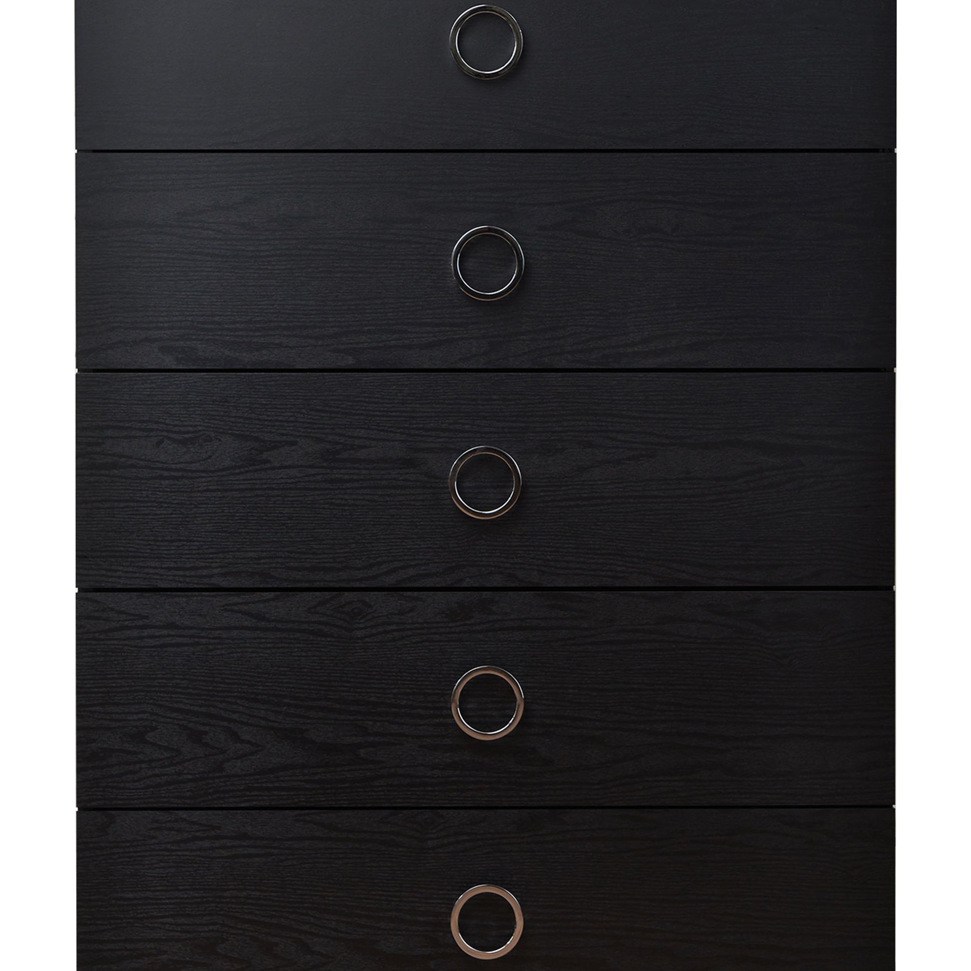 Five Drawers Wooden Chest In Contemporary Style, Black  By Benzara | Drawers |  Modishstore  - 3