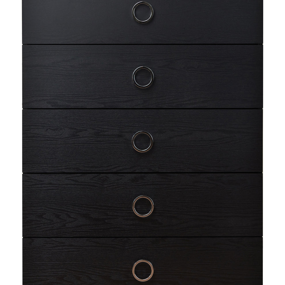 Five Drawers Wooden Chest In Contemporary Style, Black  By Benzara | Drawers |  Modishstore  - 3