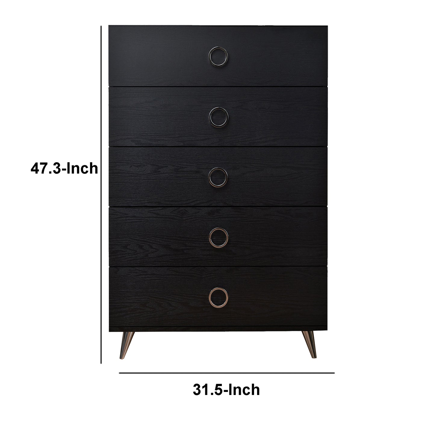 Five Drawers Wooden Chest In Contemporary Style, Black  By Benzara | Drawers |  Modishstore  - 5
