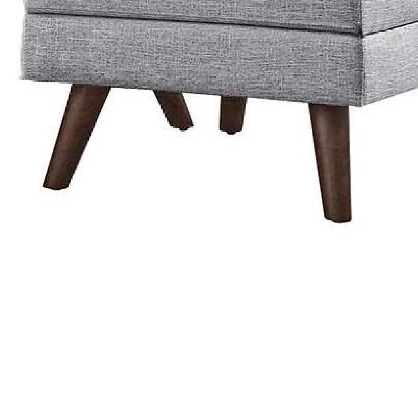 Fabric Upholstered Ottoman With Tappered Wooden Legs, Light Gray And Brown By Benzara | Ottomans |  Modishstore  - 4