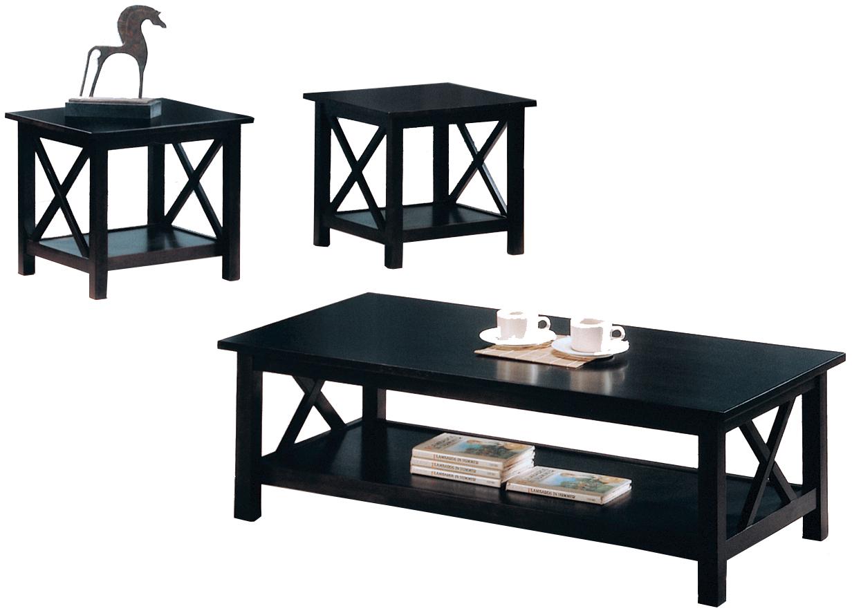 Wooden Table Set With X Design On Sides, Pack Of Three, Dark Brown By Benzara | Coffee Tables |  Modishstore 