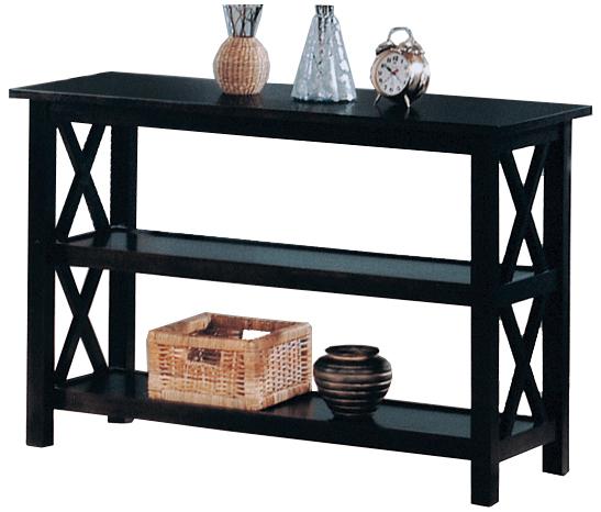 Transitional Wooden Sofa Table With "X" Side Design & Two Shelves, Dark Brown By Benzara | Console Tables |  Modishstore 