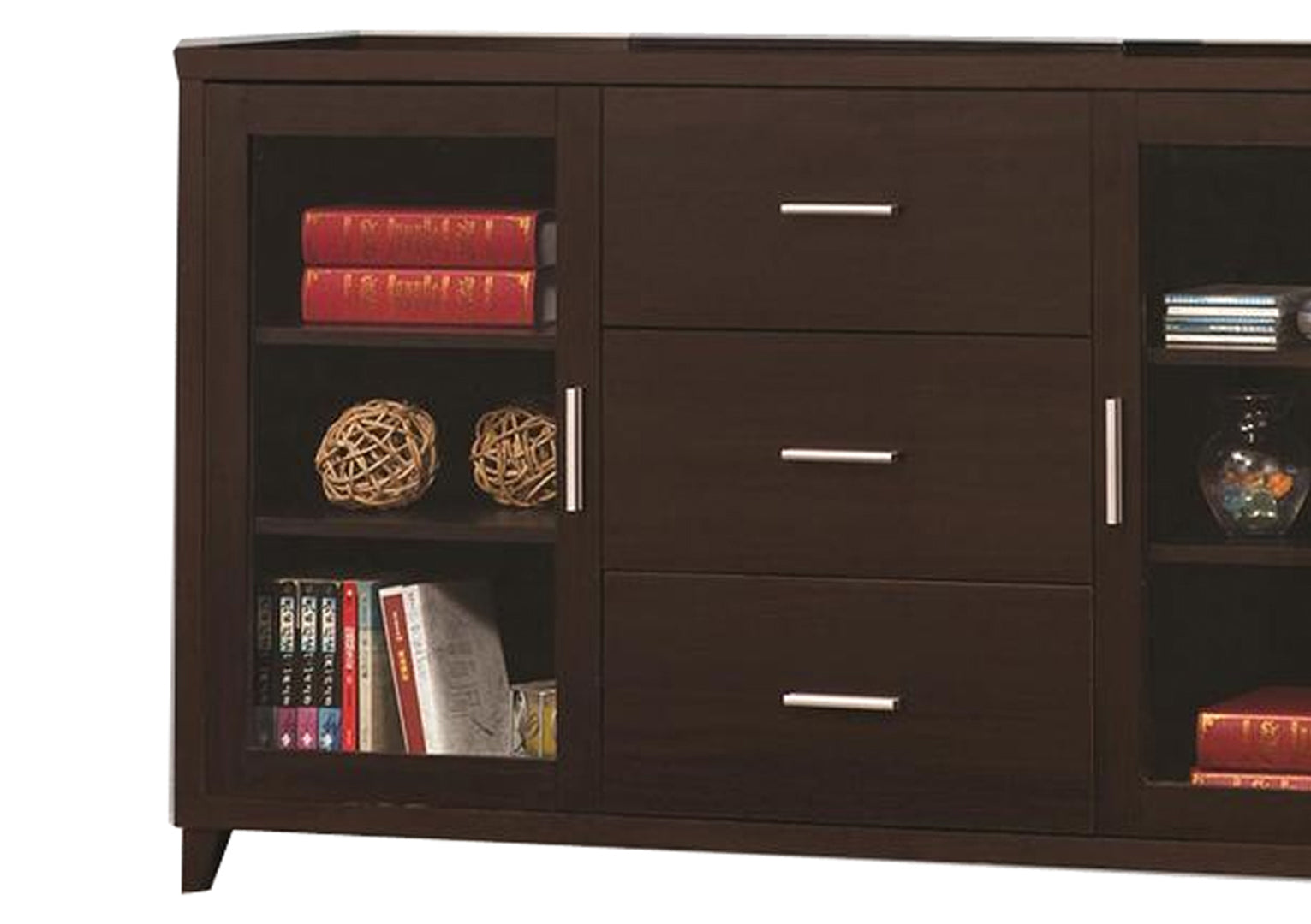 Modern & Minimal Style Tv Console With Multi Shelves & Drawers, Cappuccino Brown  By Benzara | TV Stands |  Modishstore  - 3