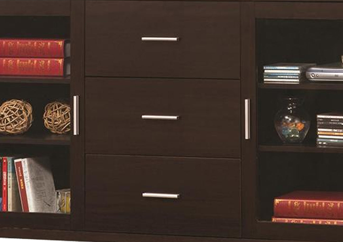 Modern & Minimal Style Tv Console With Multi Shelves & Drawers, Cappuccino Brown  By Benzara | TV Stands |  Modishstore  - 4