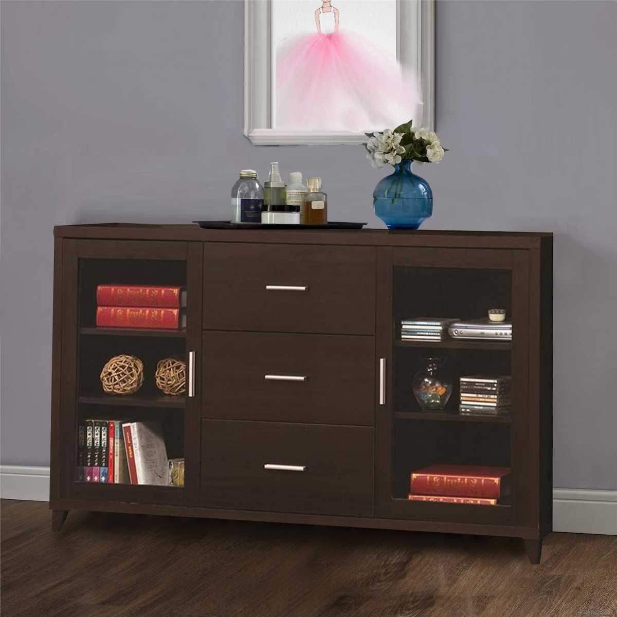 Modern & Minimal Style Tv Console With Multi Shelves & Drawers, Cappuccino Brown  By Benzara | TV Stands |  Modishstore  - 2