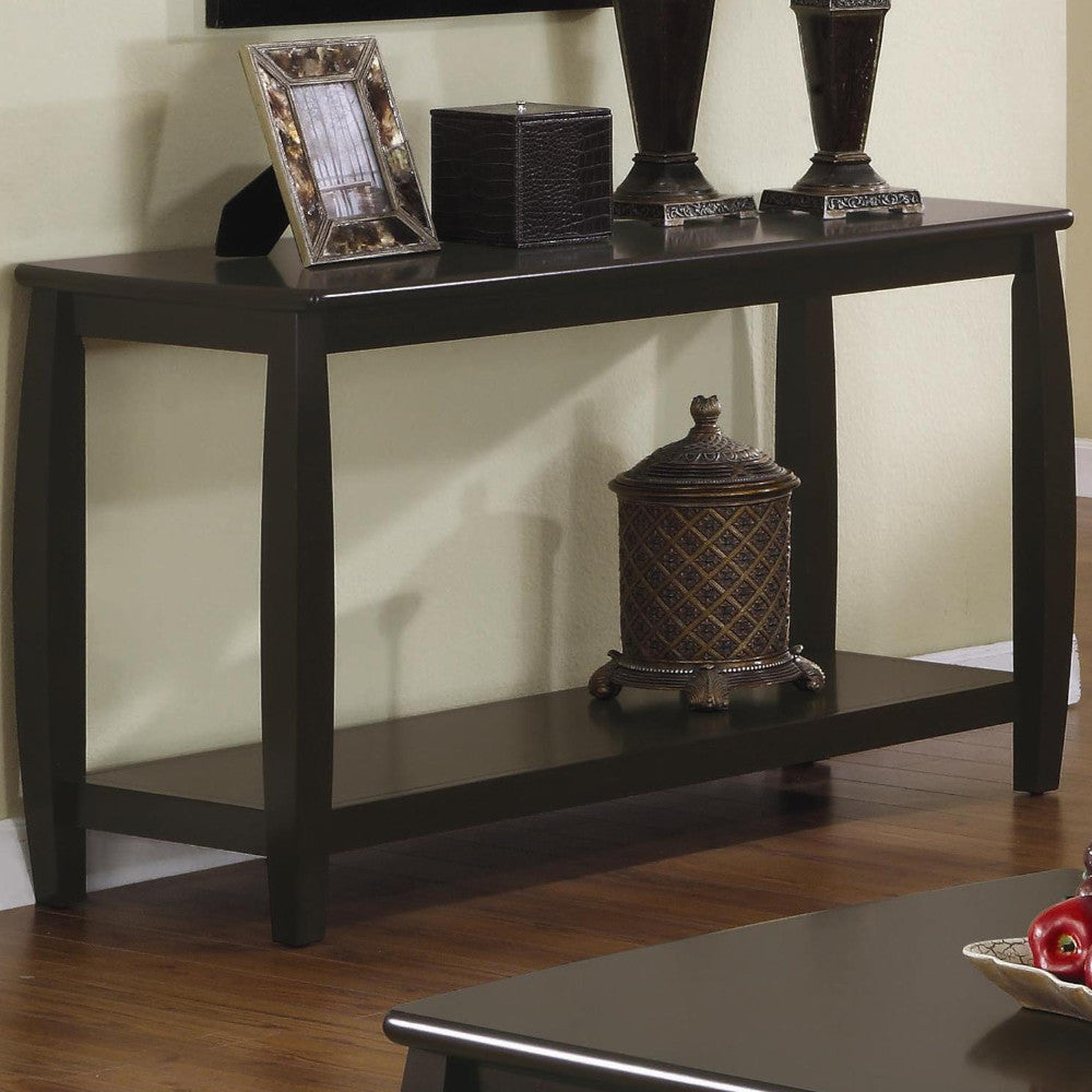 Contemporary Style Solid Wood Sofa Table With Slightly Rounded Shape, Dark Brown  By Benzara | Console Tables |  Modishstore 