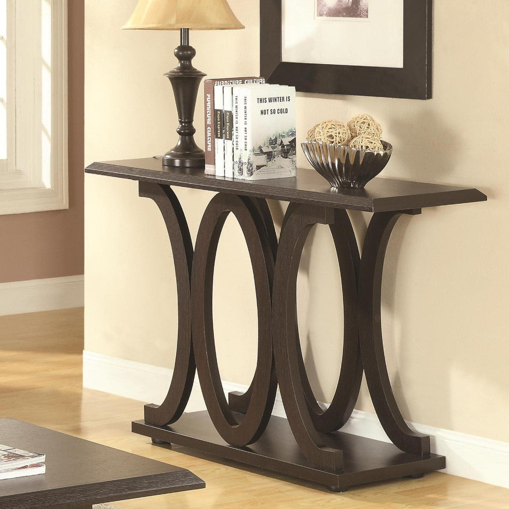 Contemporary Style C-Shaped Sofa Table With Open Shelf, Espresso Brown  By Benzara | Console Tables |  Modishstore 