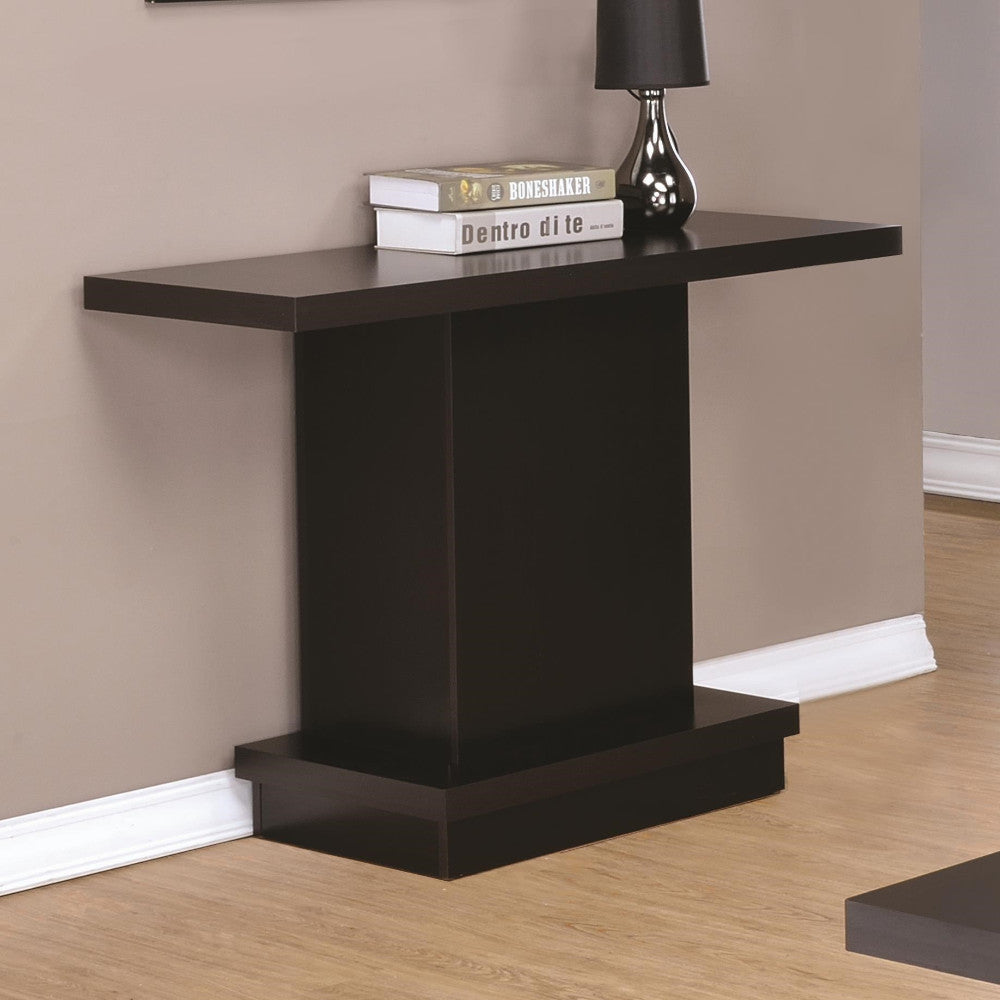 Contemporary Sofa Table With Pedestal Base, Cappuccino Brown  By Benzara | Console Tables |  Modishstore 