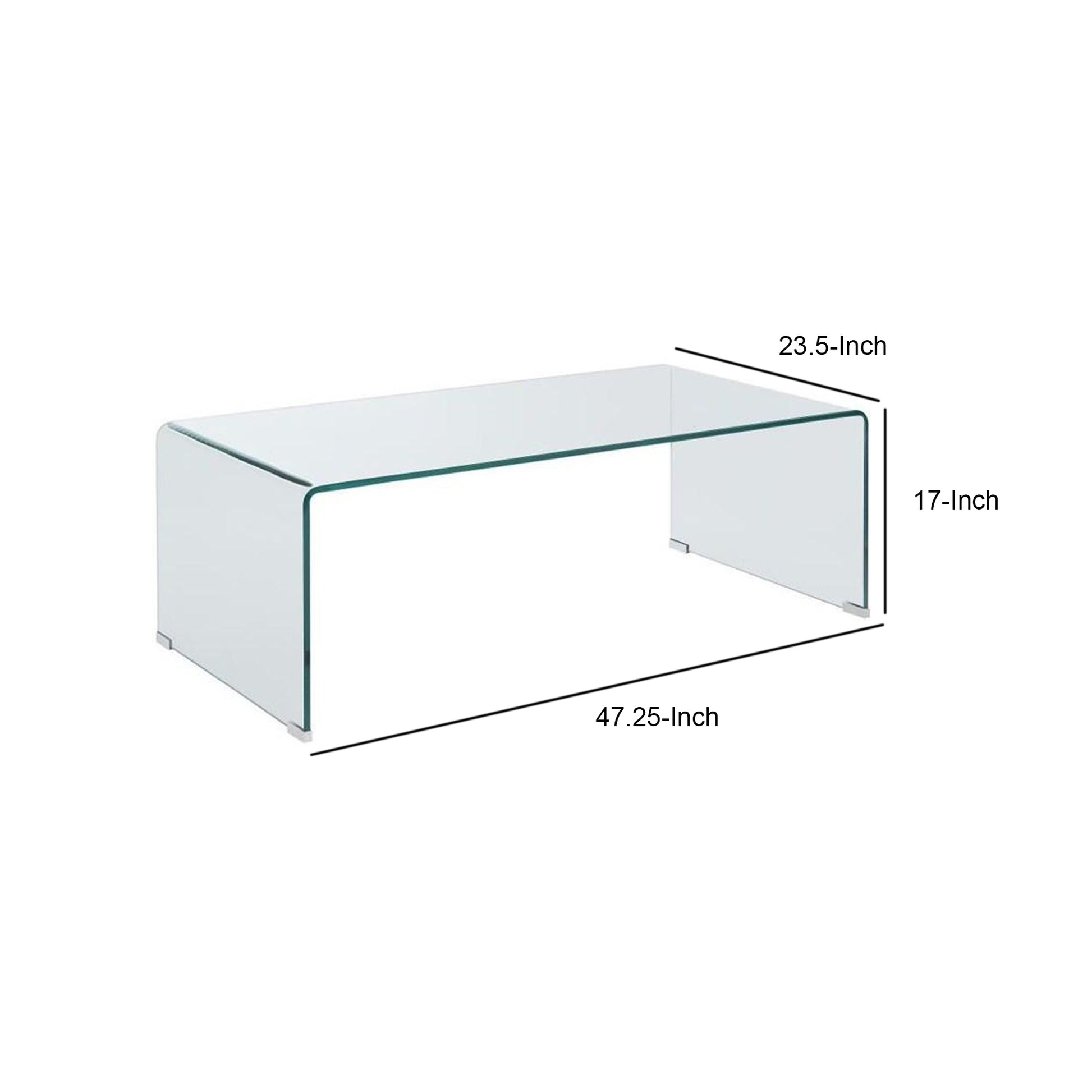 Contemporary Style Minimal Clear Glass Coffee Table, Clear By Benzara | Coffee Tables |  Modishstore  - 2