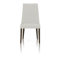 Leather Upholstery Dining Chair With Walnut Legs, Alabaster, Set Of Two By Benzara