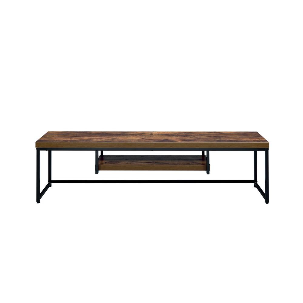 Rectangular Wood And Metal Tv Stand With One Shelf, Brown And Black By Benzara | TV Stands |  Modishstore 