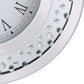 Round Shaped Wall Clock With Faux Crystals Inlay, Silver By Benzara | Clocks |  Modishstore  - 2