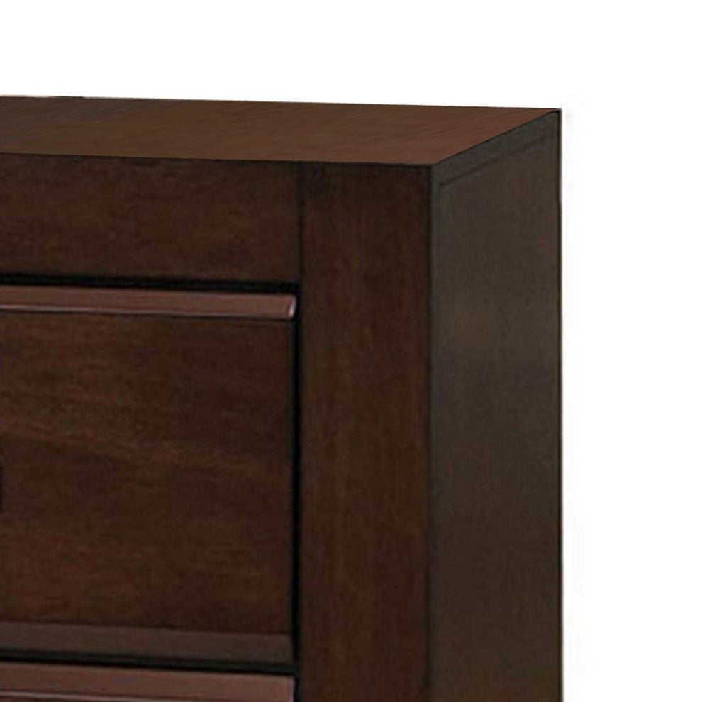 Wooden Nightstand With Two Drawers And Metal Handles, Brown By Benzara | Nightstands |  Modishstore  - 3